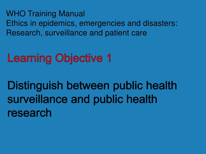 who training manual ethics in epidemics