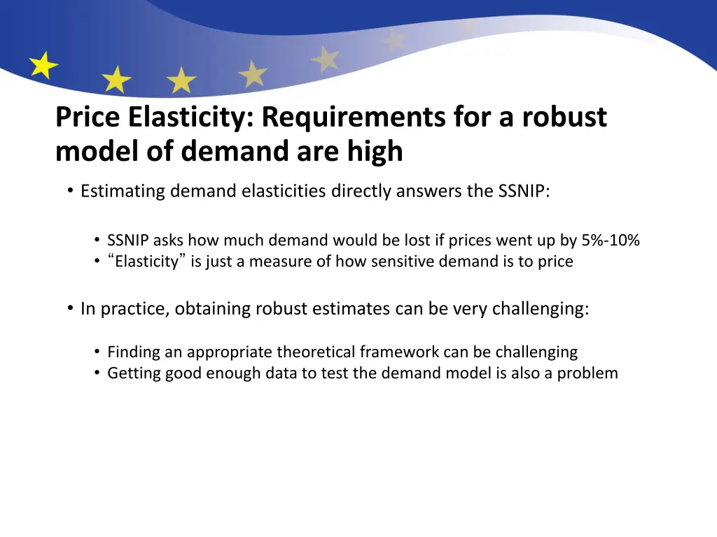 price elasticity requirements for a robust model