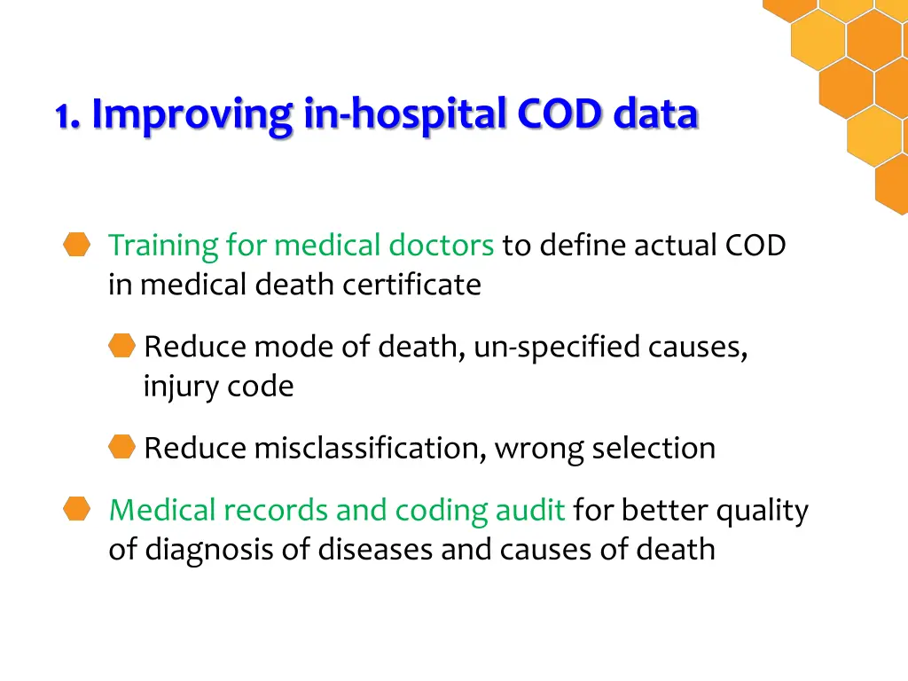 1 improving in hospital cod data