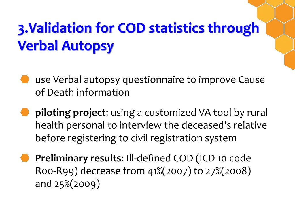 3 validation for cod statistics through verbal