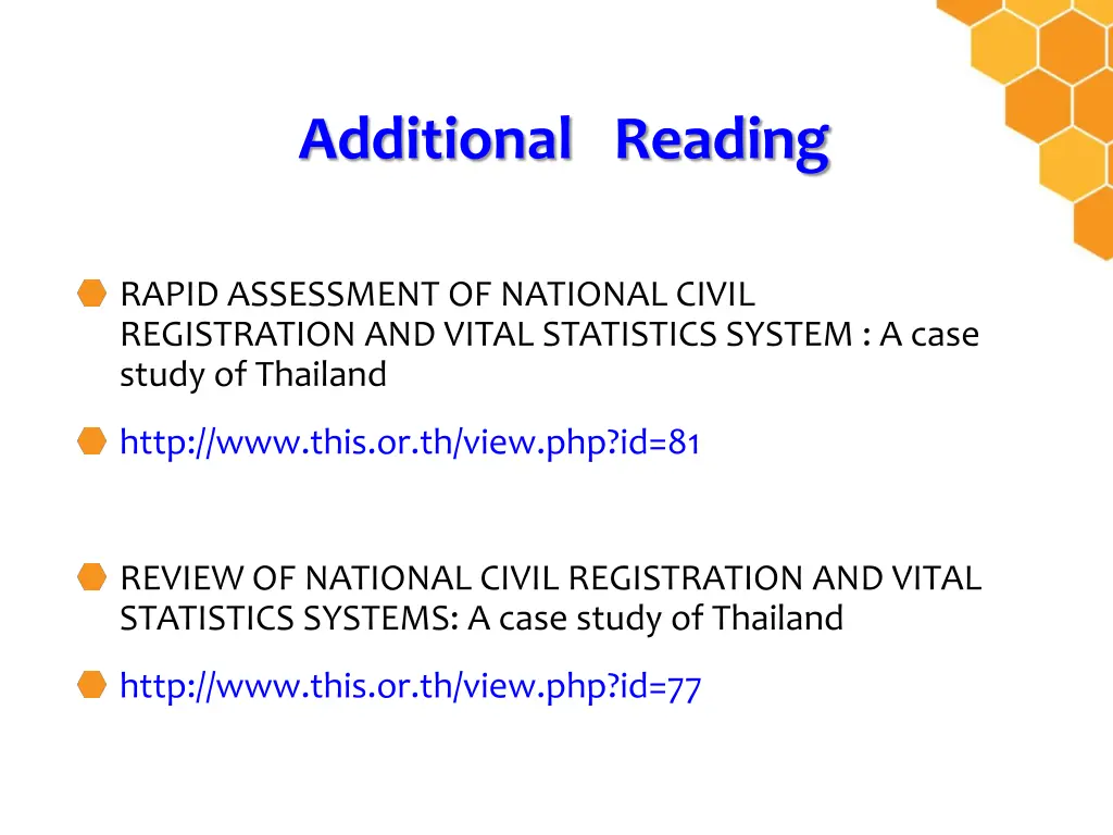 additional reading