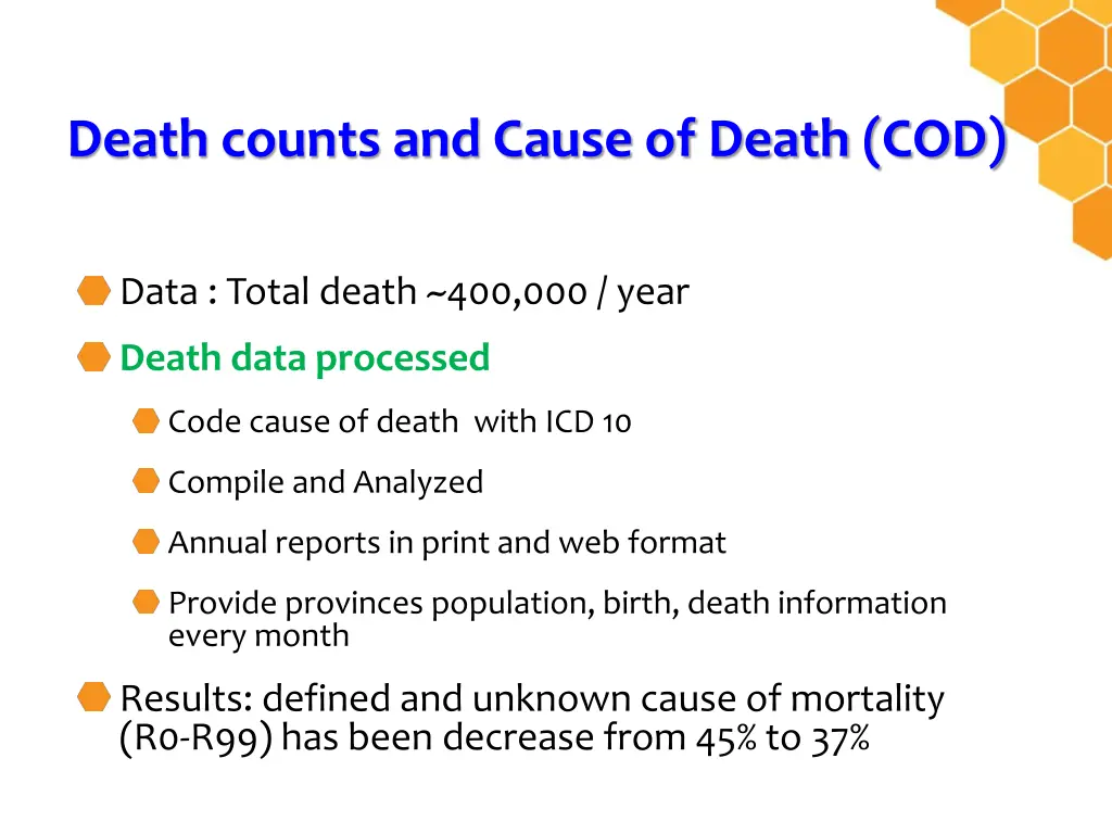 death counts and cause of death cod