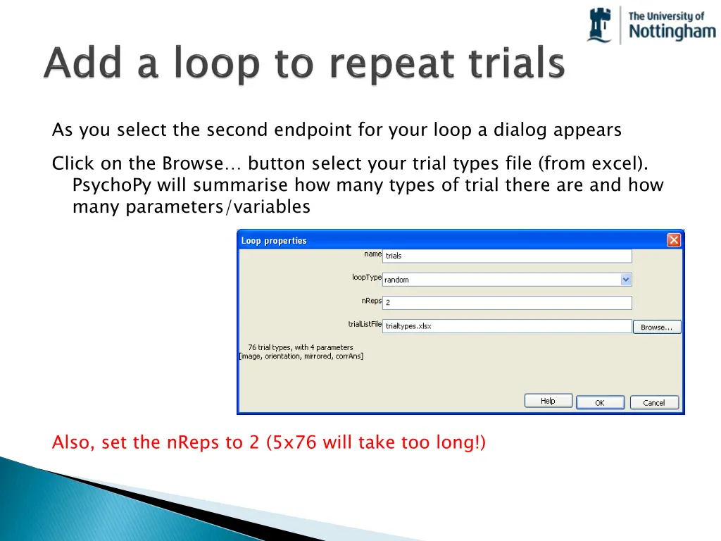 as you select the second endpoint for your loop