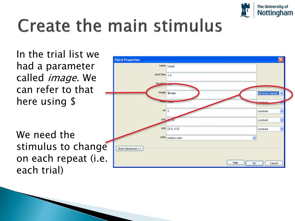in the trial list we had a parameter called image