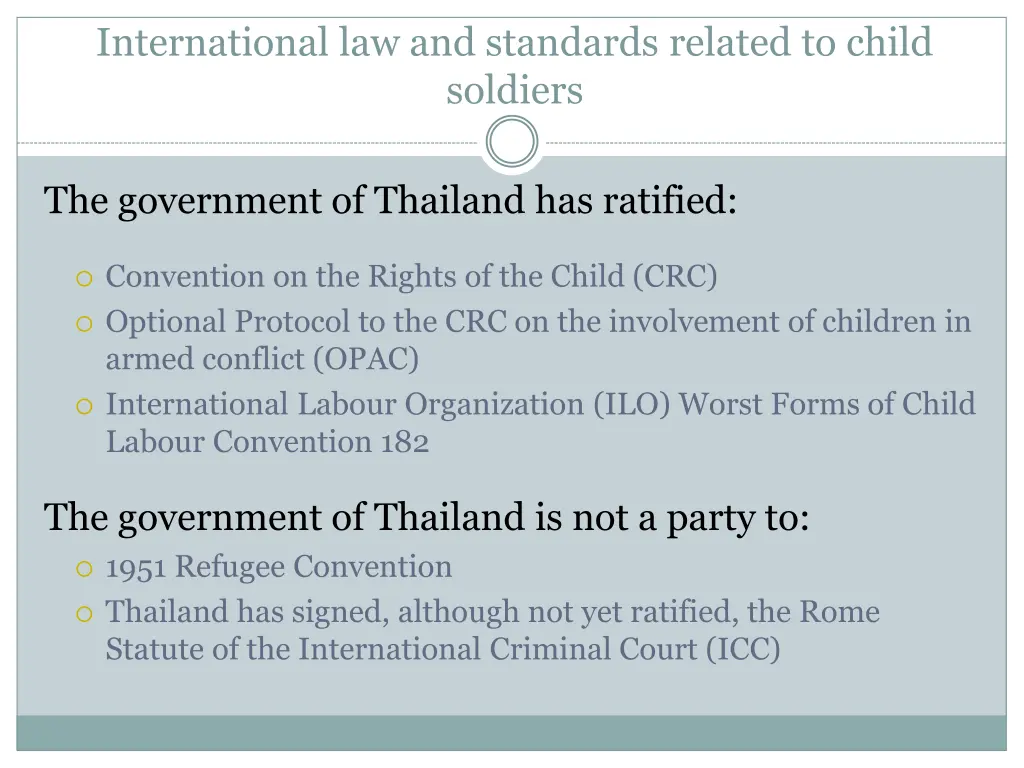 international law and standards related to child