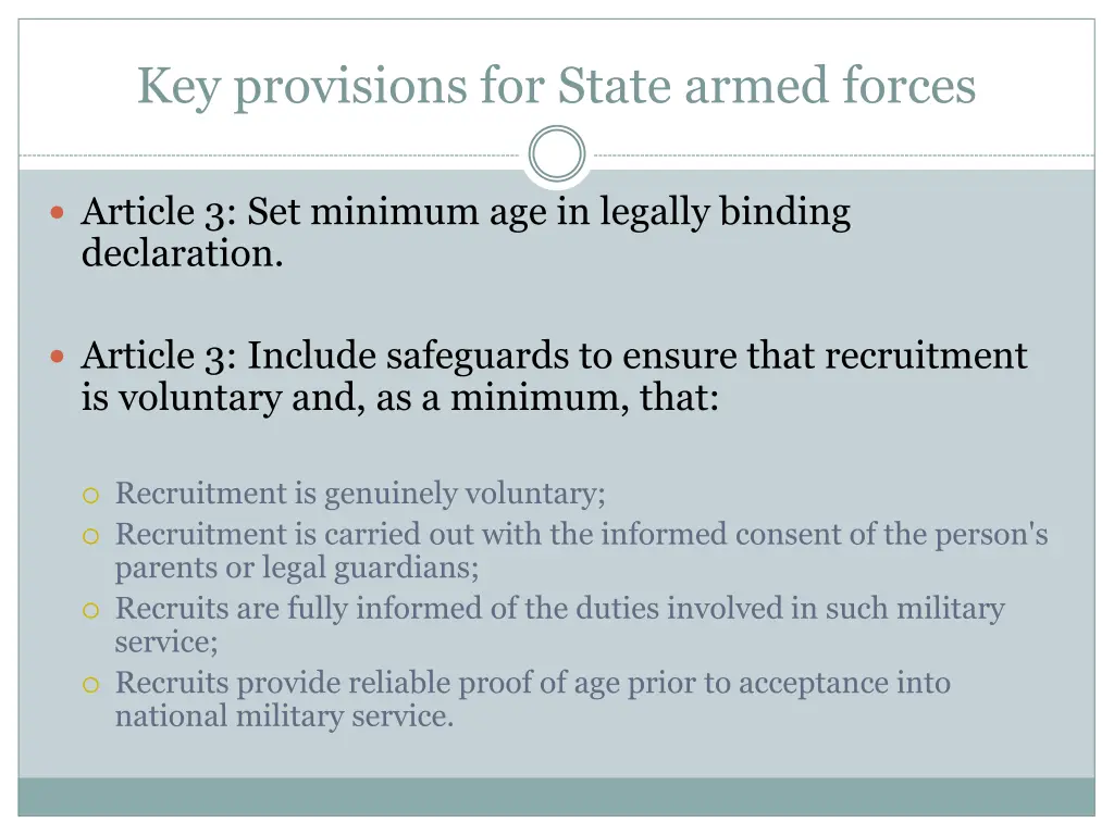 key provisions for state armed forces 2
