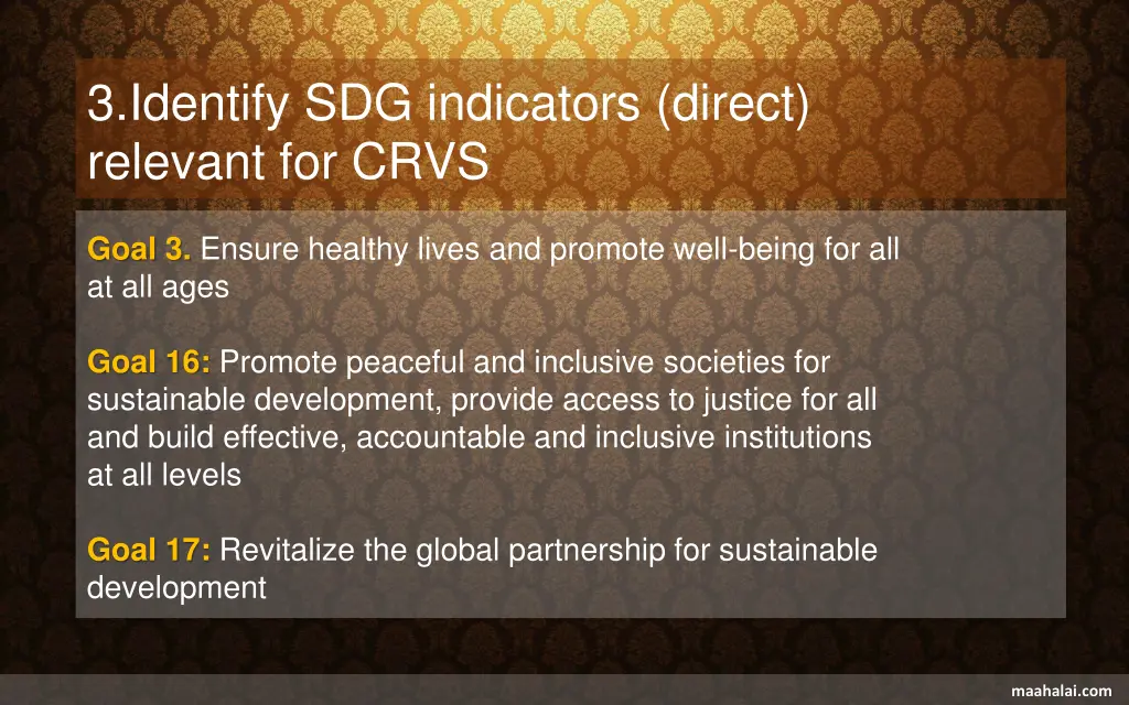 3 identify sdg indicators direct relevant for crvs