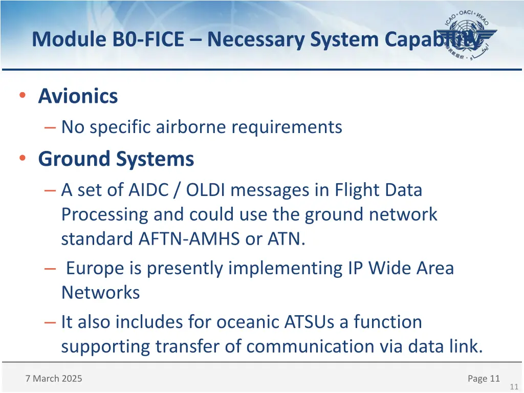 module b0 fice necessary system capability