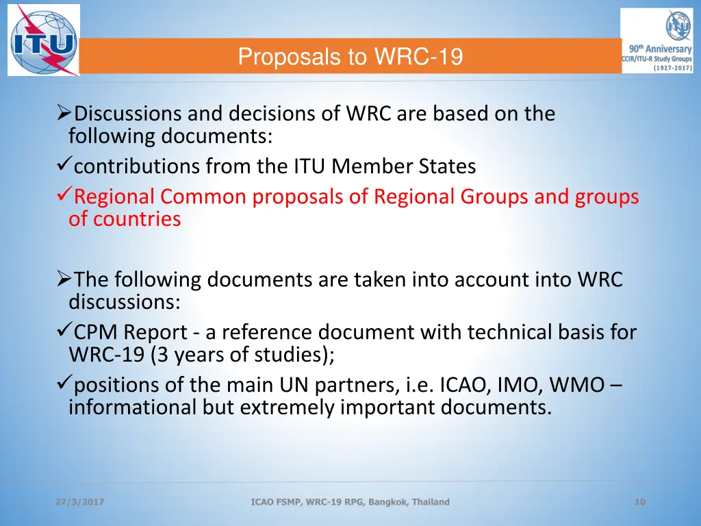 proposals to wrc 19