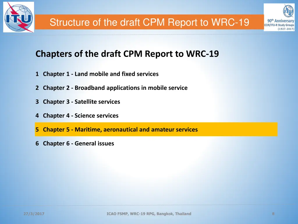structure of the draft cpm report to wrc 19