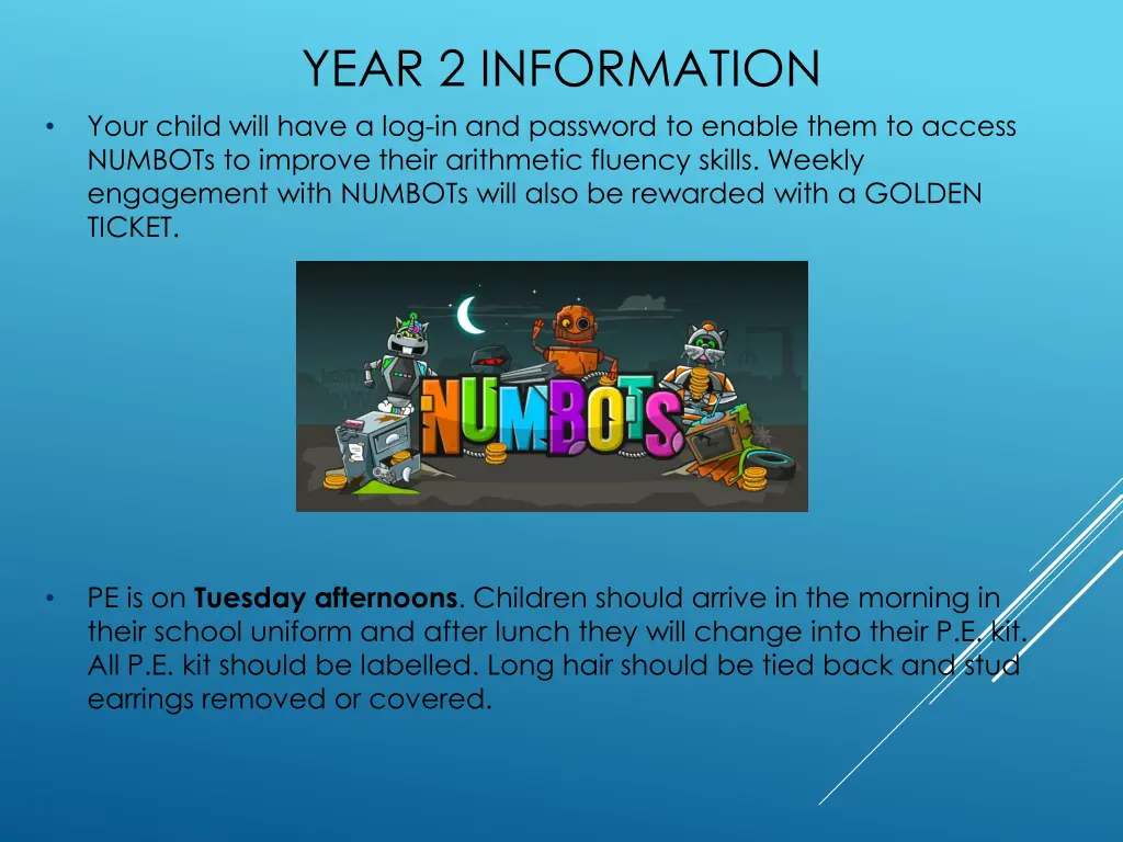 year 2 information your child will have