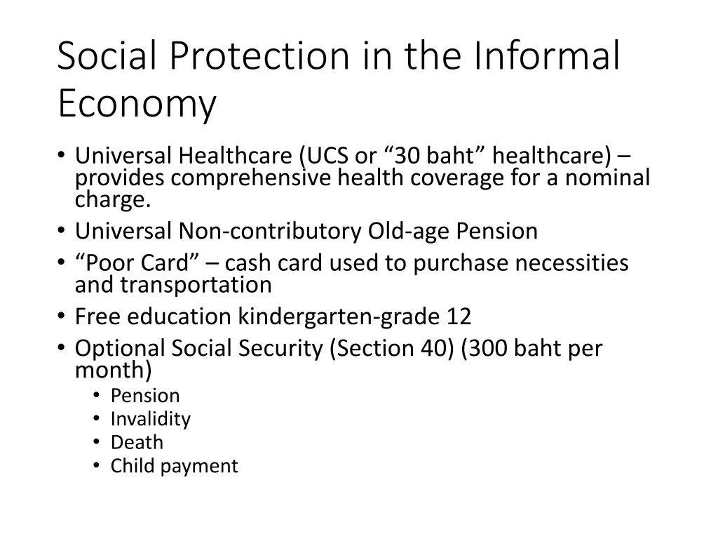 social protection in the informal economy