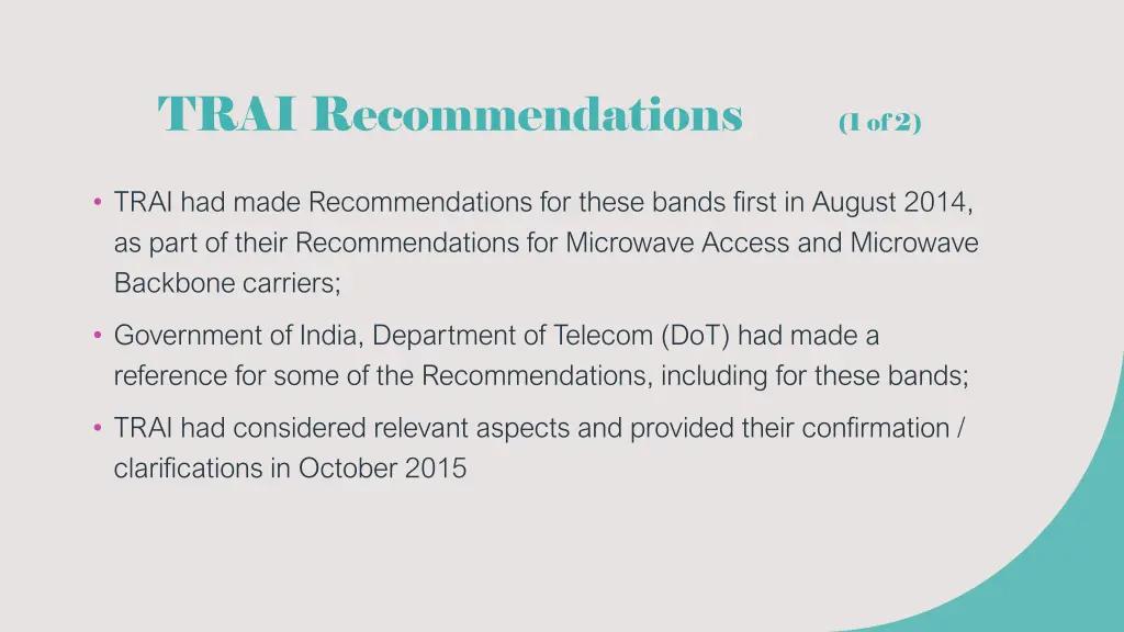 trai recommendations 1 of 2