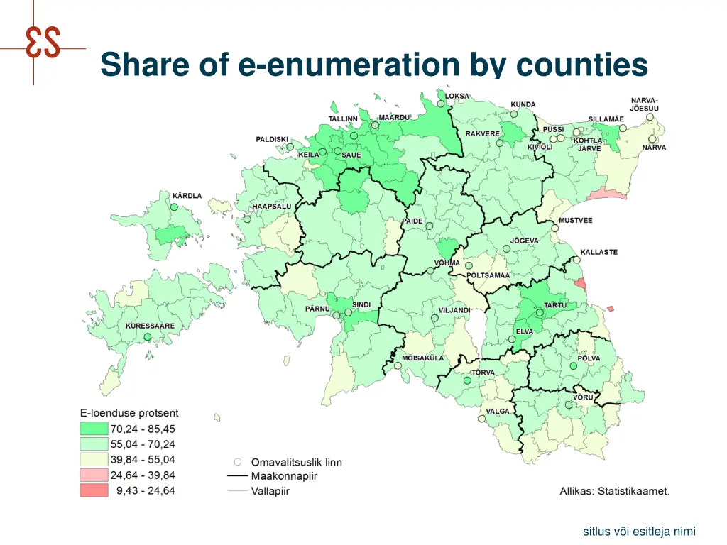 share of e enumeration by counties