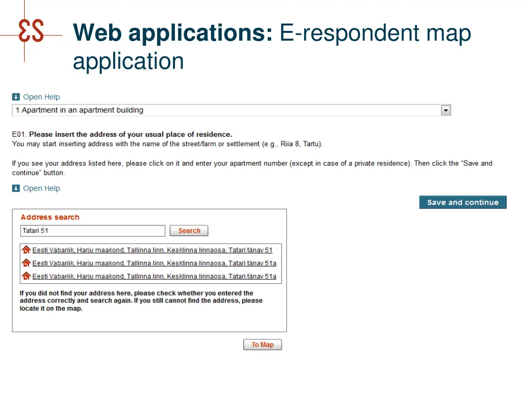 web applications e respondent map application