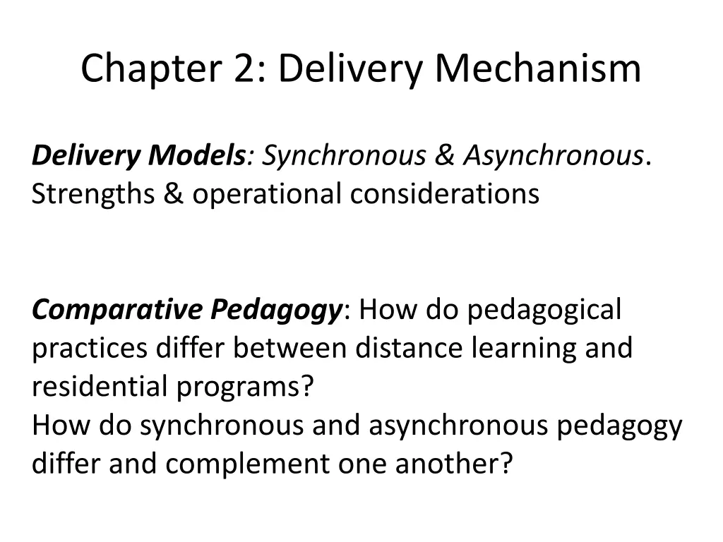 chapter 2 delivery mechanism