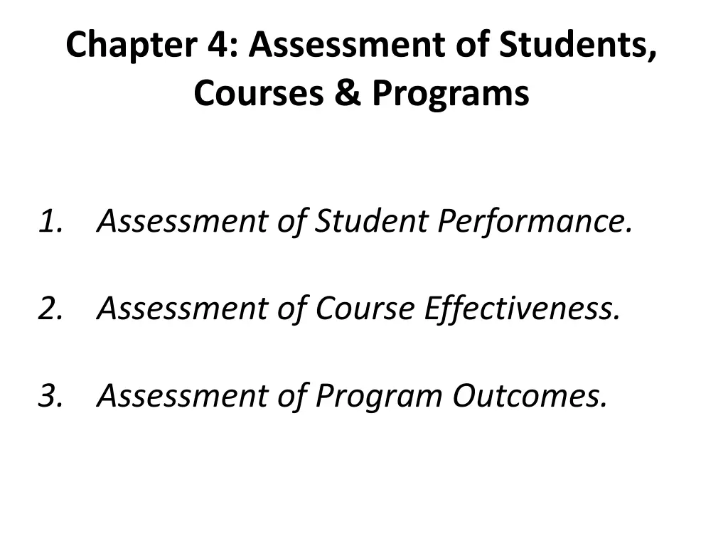 chapter 4 assessment of students courses programs