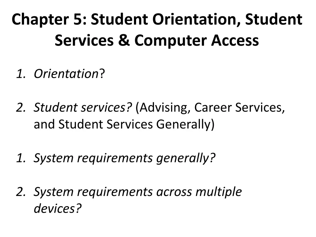 chapter 5 student orientation student services