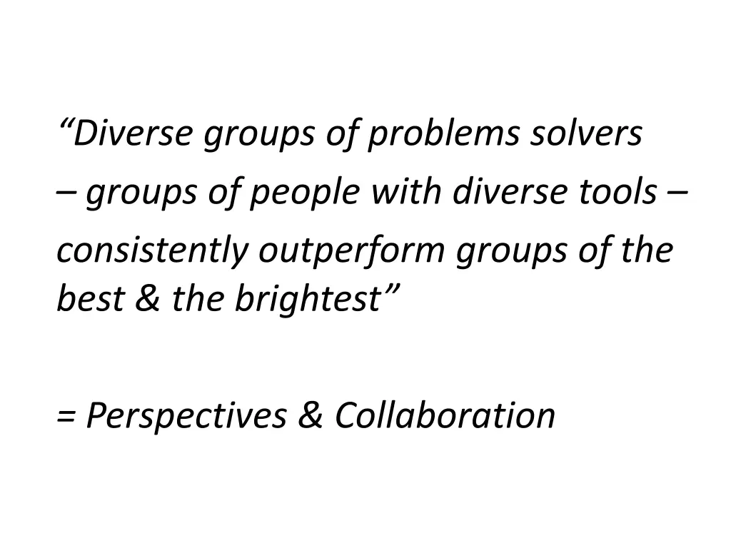 diverse groups of problems solvers groups