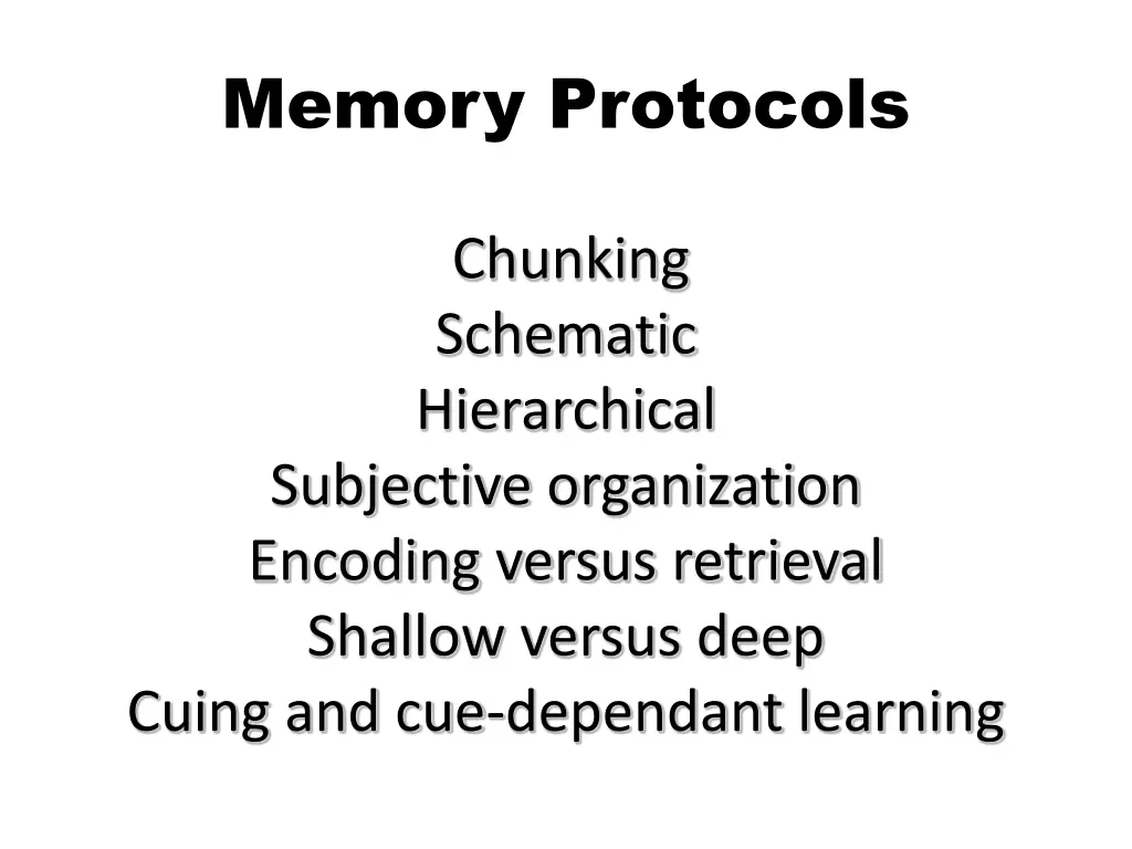 memory protocols