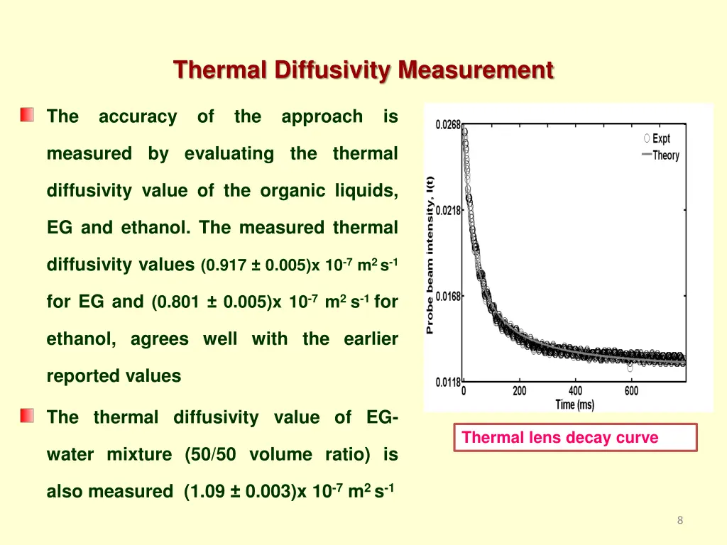 thermal diffusivity measurement
