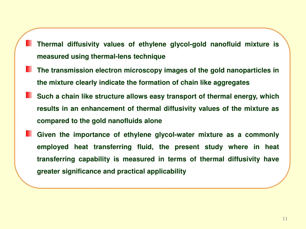thermal diffusivity values of ethylene glycol