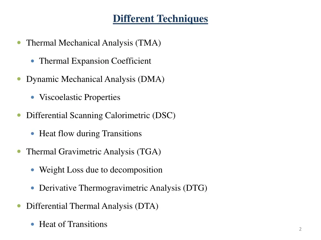 different techniques