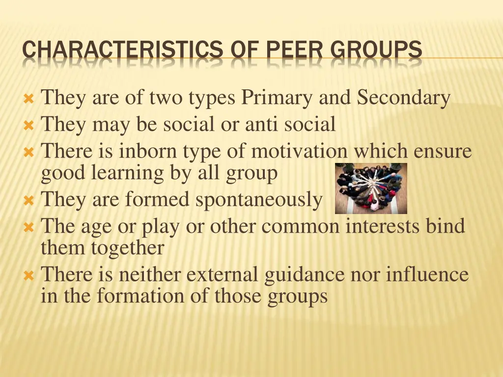 characteristics of peer groups
