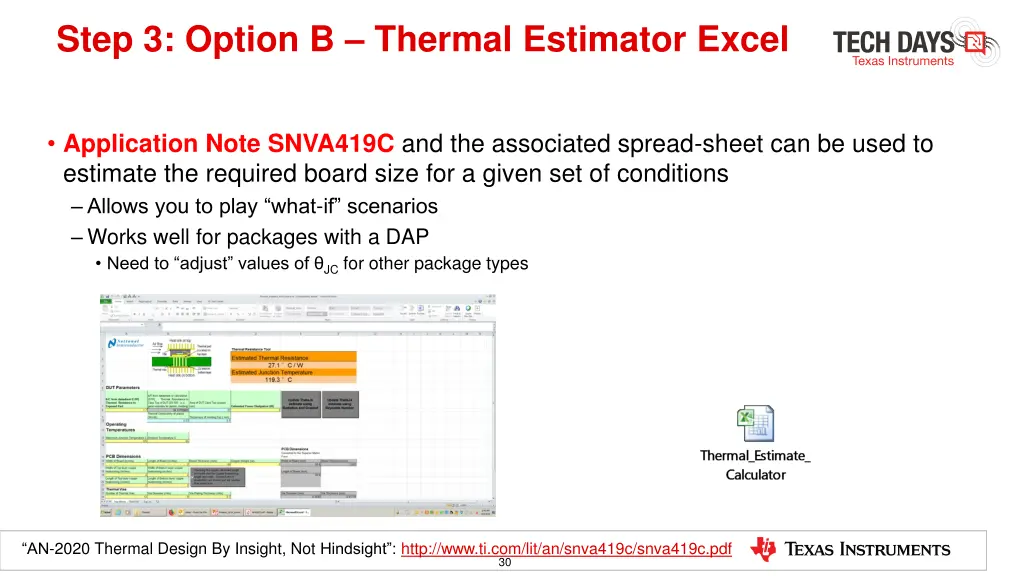 step 3 option b thermal estimator excel