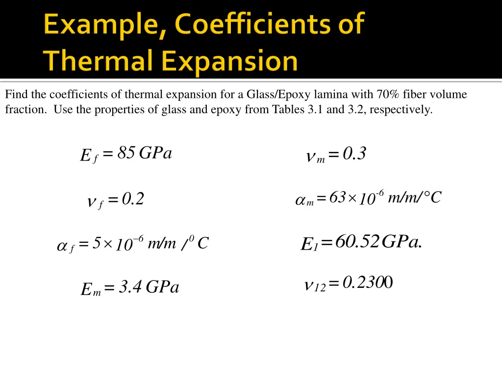 find the coefficients of thermal expansion