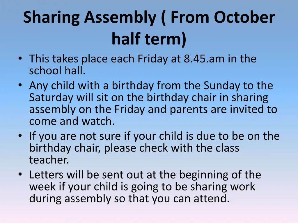 sharing assembly from october half term this