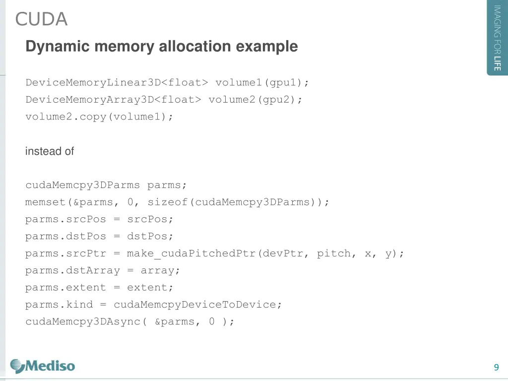 cuda dynamic memory allocation example