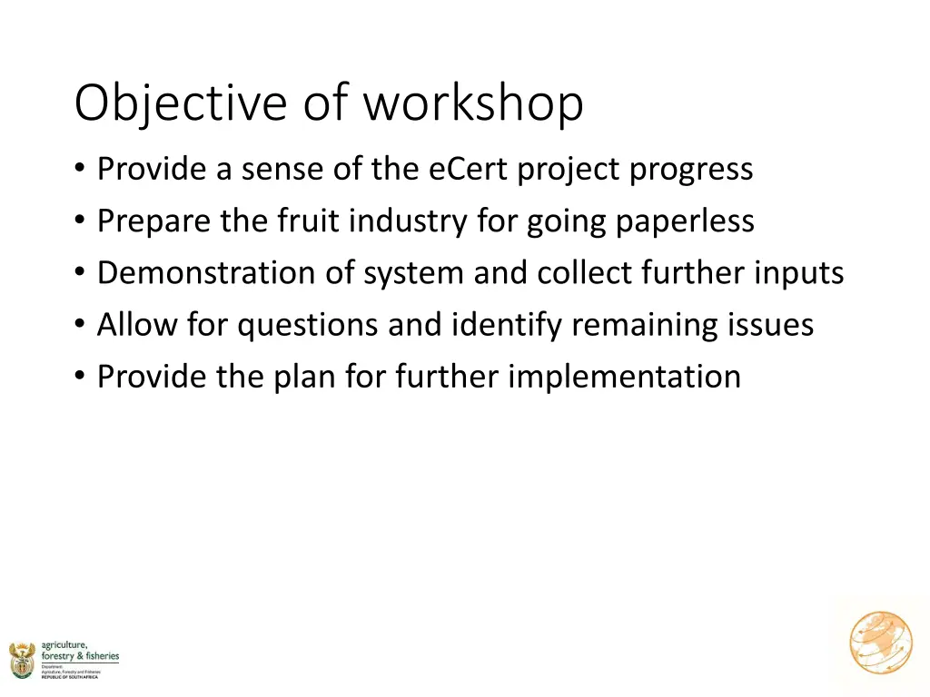 objective of workshop provide a sense