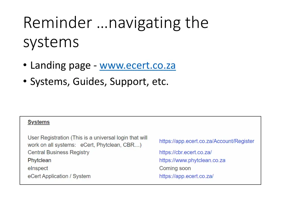 reminder navigating the systems