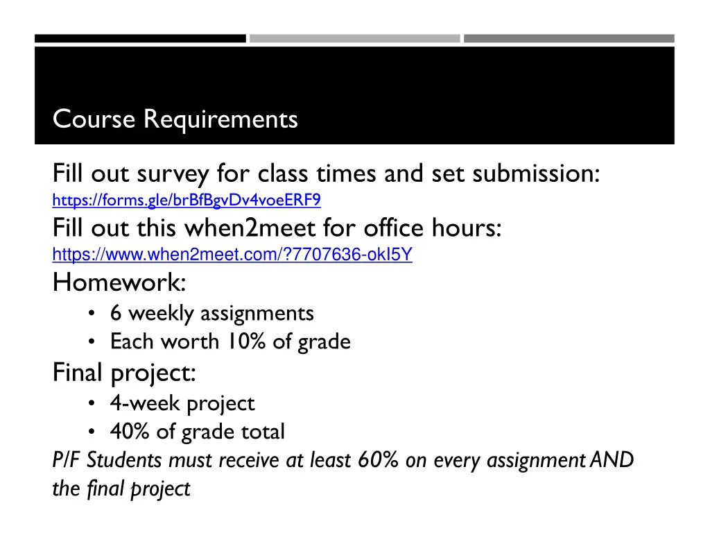 course requirements