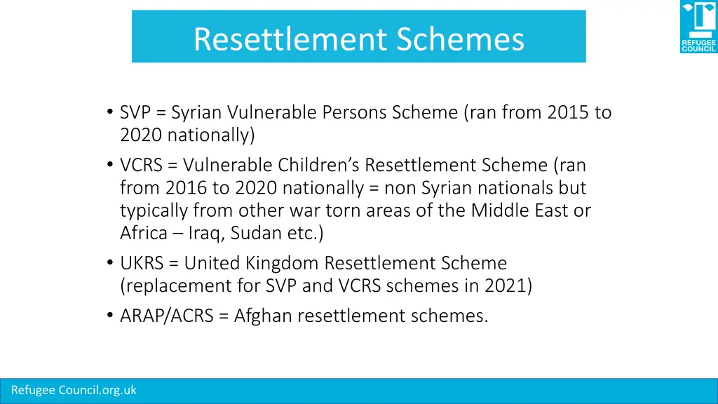 resettlement schemes