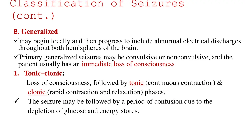 classification of seizures cont 1