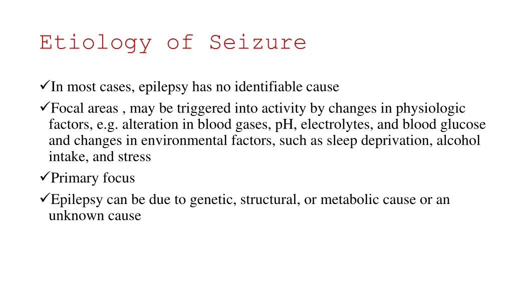 etiology of seizure