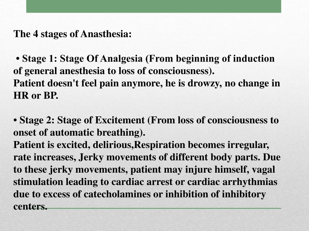 the 4 stages of anasthesia