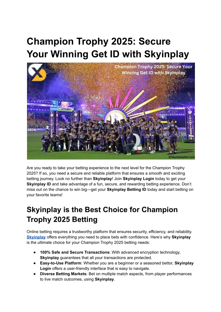 champion trophy 2025 secure your winning