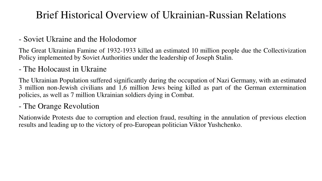 brief historical overview of ukrainian russian