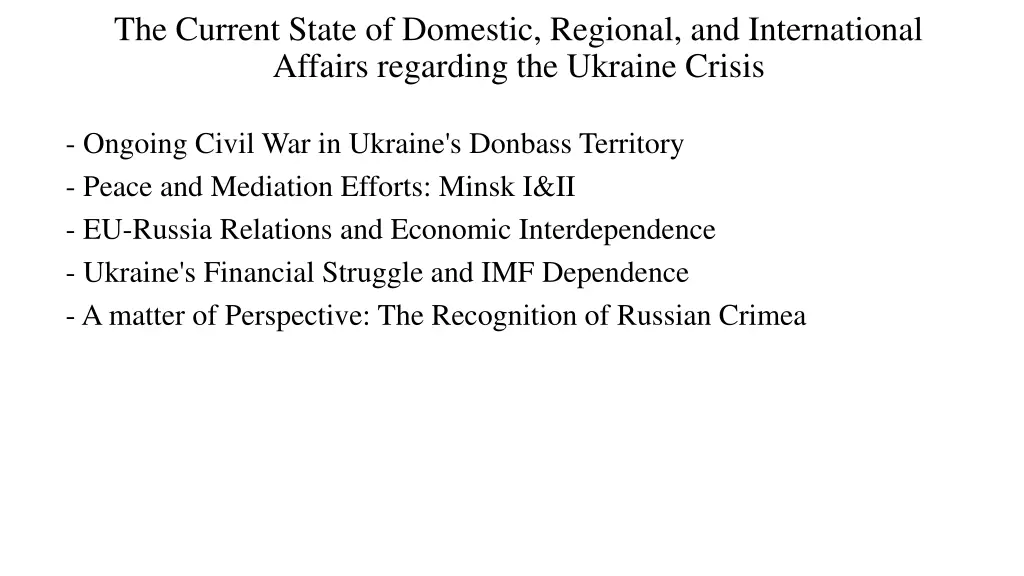 the current state of domestic regional
