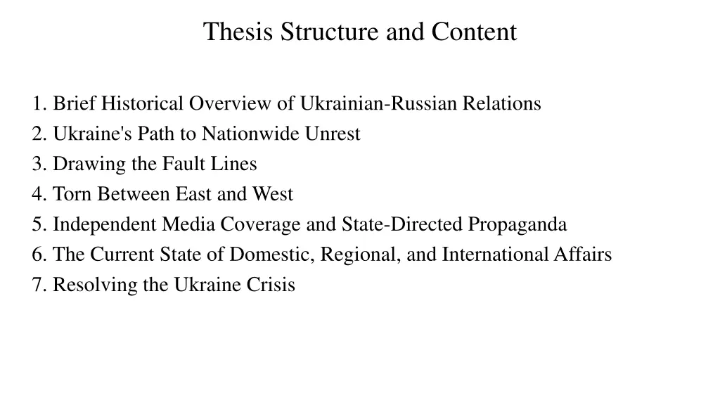 thesis structure and content