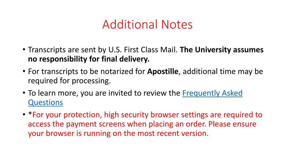 additional notes