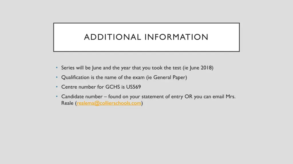 additional information