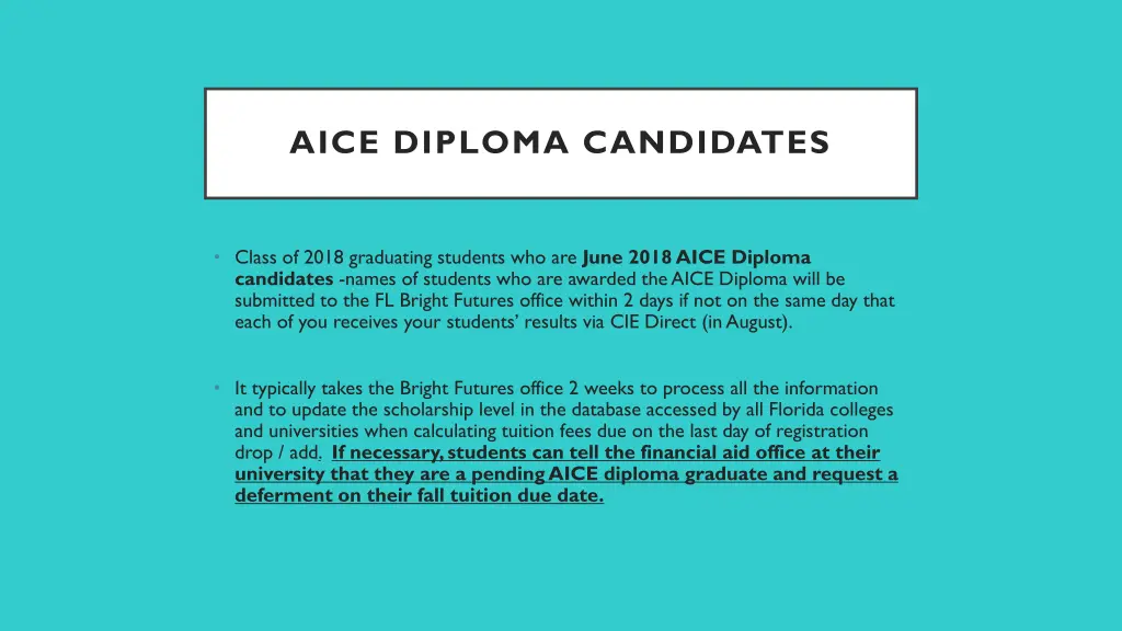 aice diploma candidates