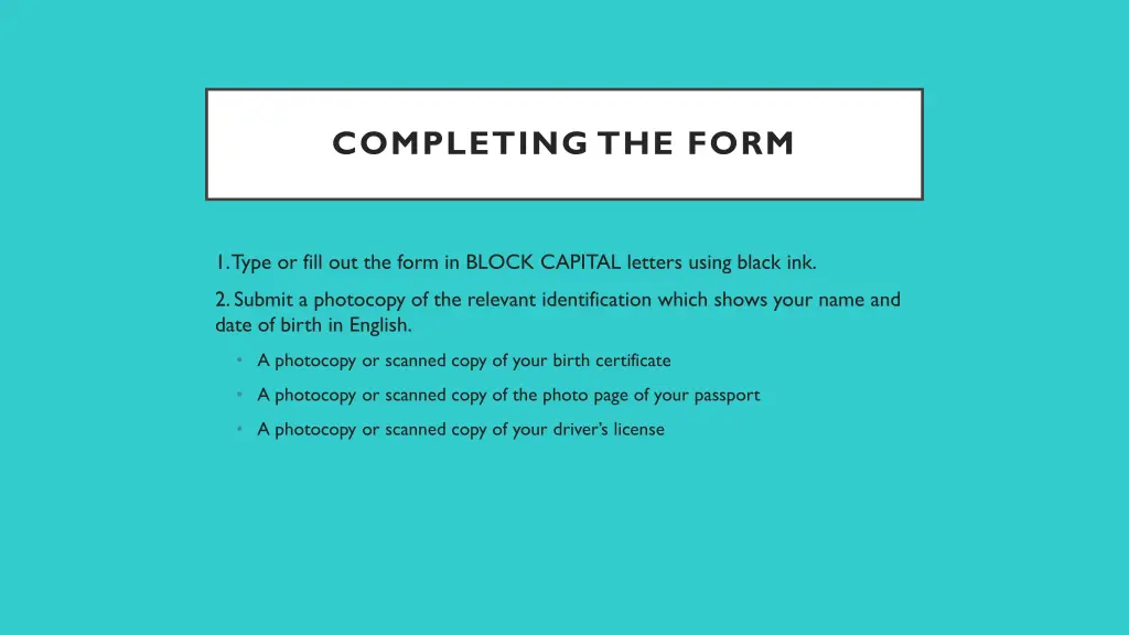 completing the form