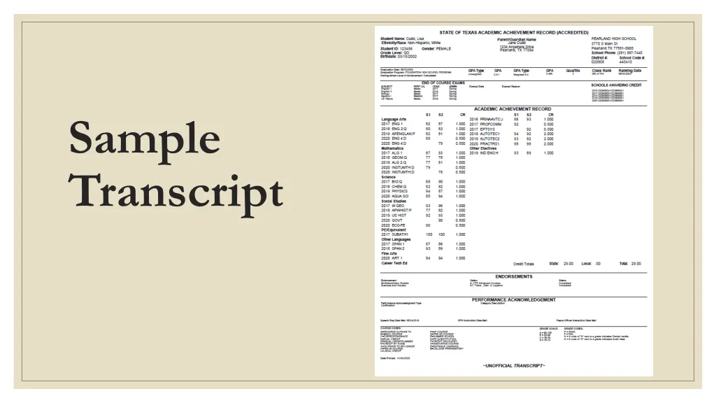 sample transcript