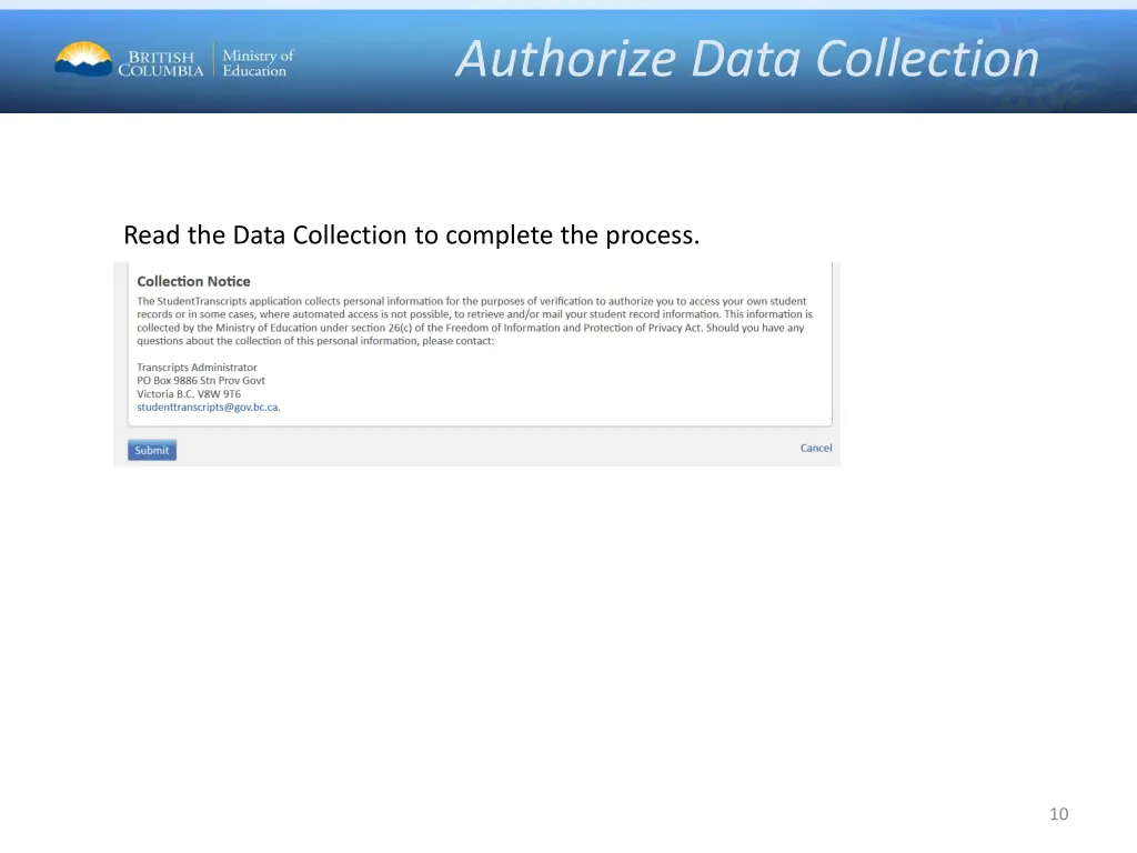 authorize data collection
