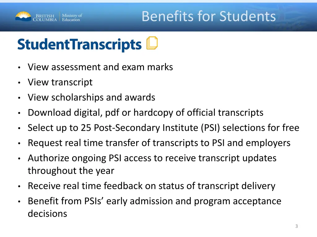 benefits for students